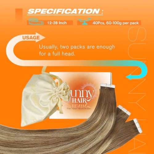 Image of Sunny Hair Human Hair Tape in Extensions Highlights 22 Inch for Weddings
