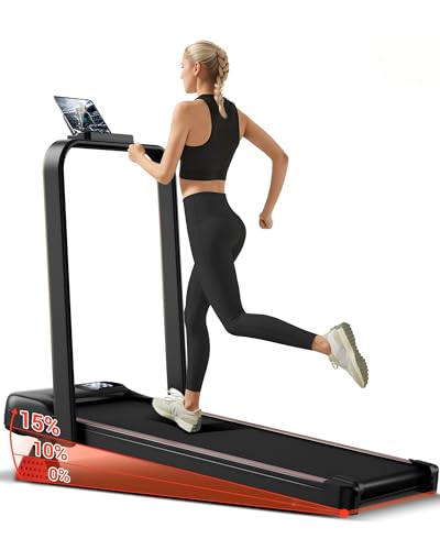 LONTEK Walking Pad mit Steigung 15%, Laufband mit Steigung für Zuhause und Dreifacher Dämpfung und Leisem 2,5PS Motor, Laufbänder Max. Belastung 136KG