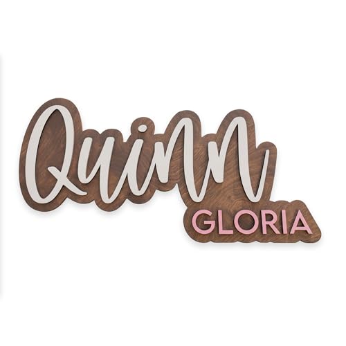 Hickory Hollow Designs Wooden Name Signs for Nursery Baby Name Sign Name Signs for Kids Room Custom Plaque Nursery Wall Art (Quinn Gloria)