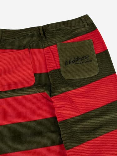 A Nightmare On Elm Street Embroidered Logo Adult Red & Green Striped Corduroy Pants-Large4