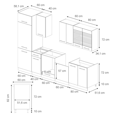 Vicco Cucina Componibile Quercia Dorata 300 Cm , Pl Antracite - 3
