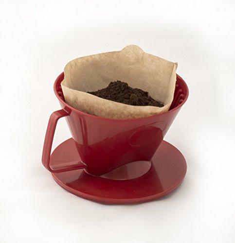 Fino Pour-Over Coffee Brewing Filter Cone, Number 1-Size, Red, Brews 1 To 2-Servings #TOP3