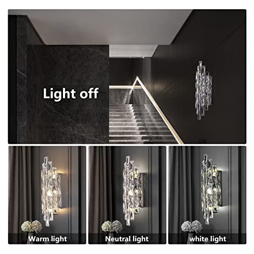 Modern Crystal Chrome Wall Sconces, Wall Light Fixtures, Indoor Wall Lamp, Vanity Wall Mount Lamps for Living Room Bedroom Bathroom Bedside Hallway Stairway by Kaiyuan - Used condition - Image 2