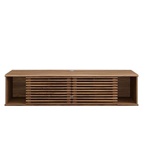Modway Render 60" Mid-Century Modern Wall Mount Media Console Tv Stand, 60 Inch, Walnut #TOP4
