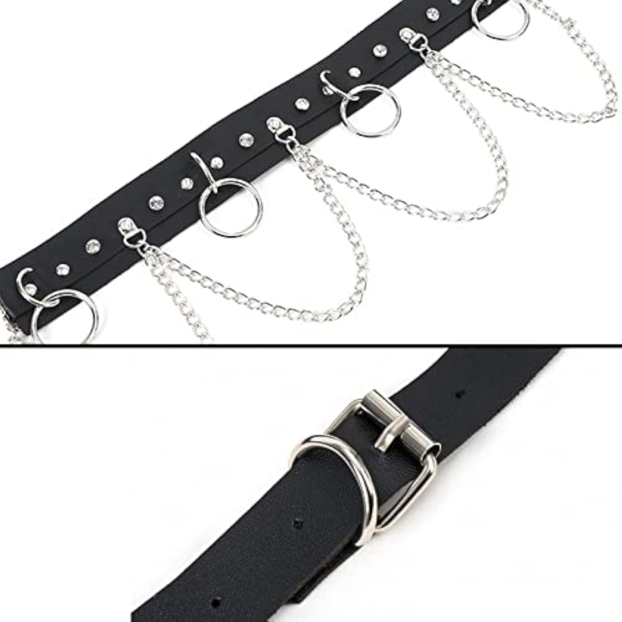 Women's Punk Leather Layered Waist Chain Belt, Gothic Style