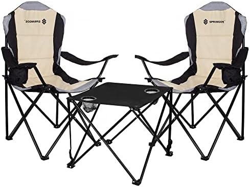 SPRINGOS Table pliante avec deux chaises - Table de camping prati...