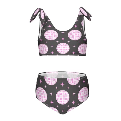 Image of Pink Groovy Disco Ball Girls Two Piece Tankini Swimsuit Summer Swimwear 9-10T Girls Swimsuit