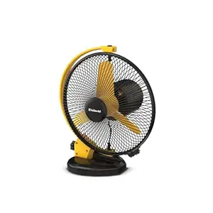Goldmedal Tristar 225 mm Personal Fan For Home and Office | Powder Coated Metallic Finish | 100% Copper Motor | High Speed | High RPM | 2 years Warranty (Black Yellow)