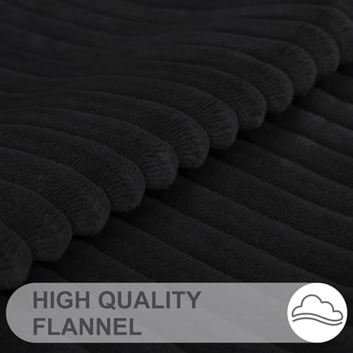 Simmore Decorative Throw Pillow Covers 18x18 Set of 2, Soft Natural Plush Flannel Double-Sided Fluffy Couch Pillow Covers for Sofa Living Room, Black by Simmore - Image 3