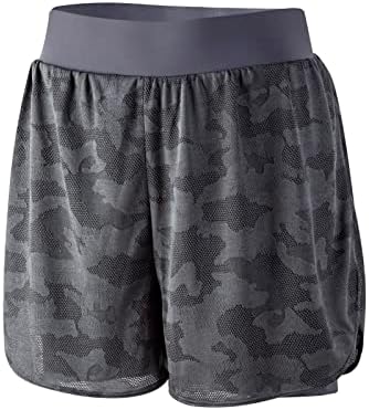 Luckfrog 2 in 1 Flowy Mens Gym Shorts Athletic Workout Running Exercise Wear Tennis Golf Men 5 inch Stretch Sweat Sports Clothes with Pockets Casual Summer(M, Grey)