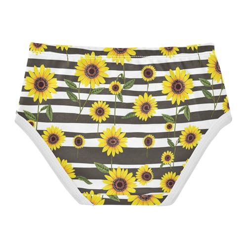 Joisal Cotton Girls Underwear Toddler Yellow Sunflowers Striped Cute Panties Girl Print Kids Undies Briefs 2t2
