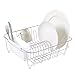 Sweet Home Collection Metal 2 Piece Dish Drying Rack Set Drainer with Utensil Holder Simple Easy to Use Fits in Most Sinks, 14.5" x 13" x 5.25", White -  SM-DD-WHT