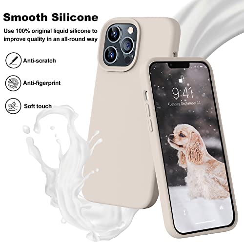 Ktele Compatible With Iphone 13 Pro Max Case 6.7 Inch Premium Liquid Silicone With [Soft Anti-Scratch Microfiber Lining] Gel Rubber Full-Body Bumper Protection Case For Iphone 13 Pro Max - Stone #TOP1