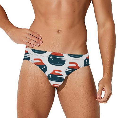 Curling Mens Swim Briefs Quick Dry Swimming Trunks Training Swimsuit Low Rise Swimwear