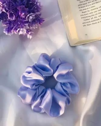 Image of A ONE STAR Silky Satin Scrunchies Ponytail Holder for Girls Women Rubber Band (Design - 01, Pack Of 12)