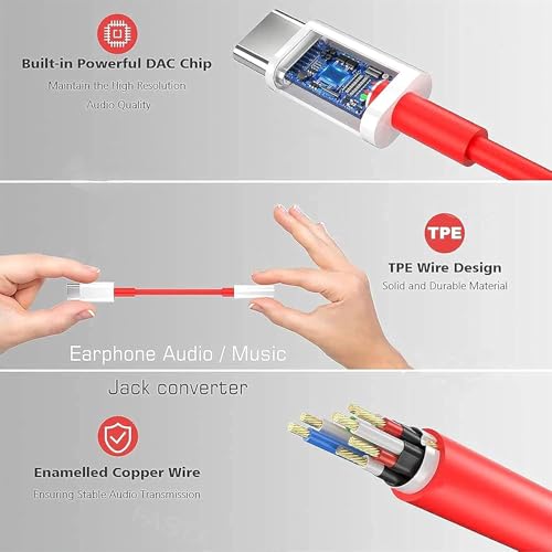 Image of BigPlayer Type-C to 3.5mm Audio Jack Adapter | USB-C to AUX Converter Cable for OnePlus, Samsung, Xiaomi, Pixel | Noise-Cancelling Headphones Support | Hi-Fi Stereo DAC Audio Connector