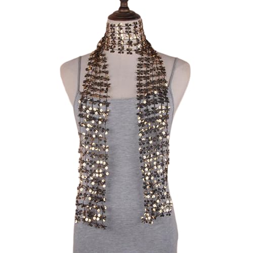 Sparkling Scarf for Women Chain Collar Full Sequins Nightclub Party Raves Costume Blingbling Choker