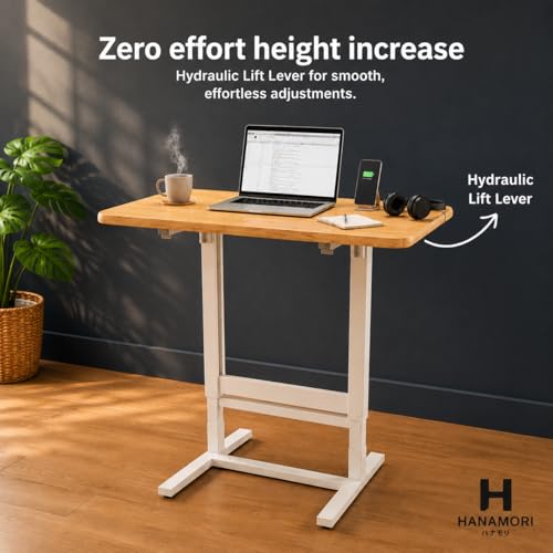 Image of Hanamori Rise: (Self-Installing) Height Adjustable - 3 Heights | No - Problem Table | Foldable - No Tools Needed Setup | Desk for WFH and Work | Study Table | Work Desk for Laptop /PC