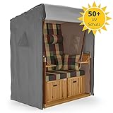 SANZARO Strandkorb Schutzhülle winterfest 120 cm passend für 110 breit | RipStop-Technologie mit 600D Oxford Stoff | Reißfest und UV Beständig | Abdeckhaube für Strandkörbe Wasserdicht grau
