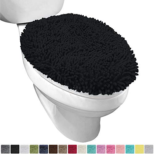 Gorilla Grip Original Shag Chenille Bathroom Toilet Lid Cover, 19.5 x 18.5 Inches