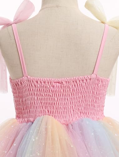 IDOPIP Toddler Baby Girl Sequin Butterfly Tutu Dress Summer Sleeveless Smocked Backless Princess Birthday Party Tulle Dresses3