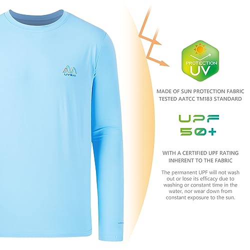 Men’s UPF 50+ Long Sleeve Performance T-Shirts Permanent UV Protective Quick Dry for Everyday Hiking Fishing Beach2