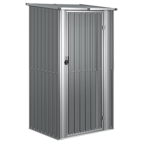 Susany Garden Shed Steel Outdoor Garden Storage Shed With Roof, Lockable Gardening Tool Storage, Grey 118.5x97x209.5 cm Galvanised Steel