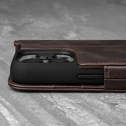 TORRO Case Compatible with iPhone 13 Pro – Premium Leather Wallet Case with Kickstand and Card Slots (Dark Brown) by TORRO - Image 5