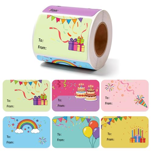 Trazzo Gift Tag Stickers Self-Adhesive Gift Name Tags with 6 Cute Designs for Birthday Gifts Holiday Wrapping Classroom Favors and Everyday Gifting 200PCS to from Gift Label Stickers