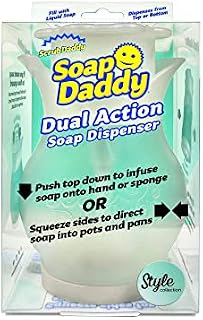 Scrub Daddy Soap Dispenser - Soap Daddy, Dual Action Bottle for Kitchen & Bathroom Sink or Shower, Refillable with Dish Washing up Liquid or Hand Wash, as used by Mrs Hinch, Clear Plastic Flower Top
