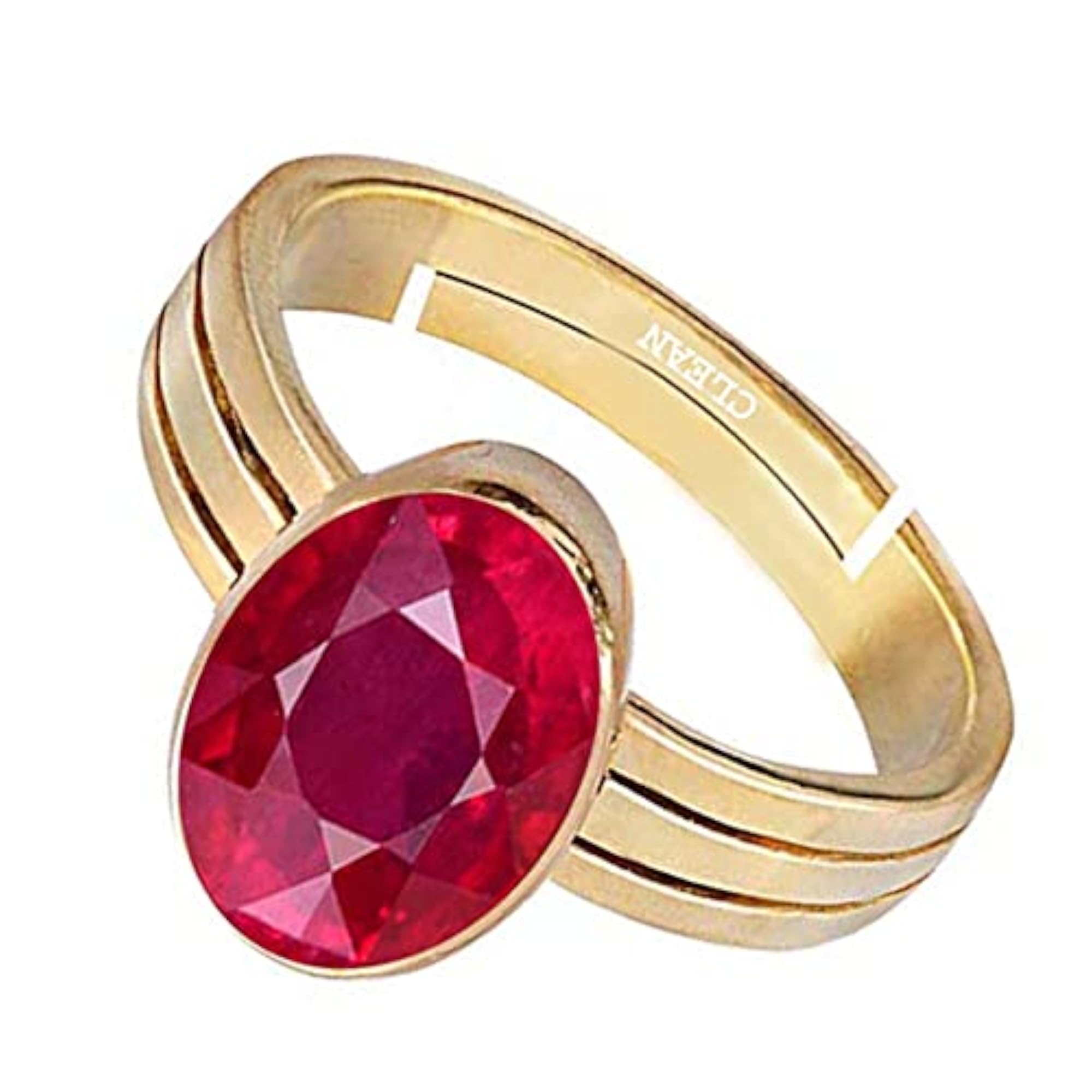 Women's Ruby 5 Metals Gold Plated Adjustable Ring, Astrological Gemstone