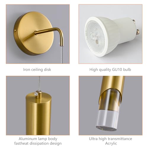 Image of Gold Wall Sconces Set of Two Modern LED Wall Lights Acrylic Wall Lighting Bathroom Vanity Light Fixture Indoor Wall Fixture for Bedroom Bedside Living Room Corridor Hallway