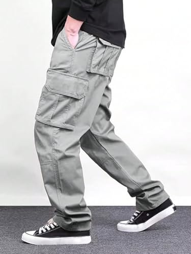 Men's Pants Men's Pocket Drawstring Waist Cargo Pants Plain Long Pants Casual3