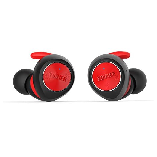 Edifier TWS3 Truly Wireless Earbud Headphones - Charging Case, Bluetooth v4.2, IPX4 Splash & Sweatproof - Red