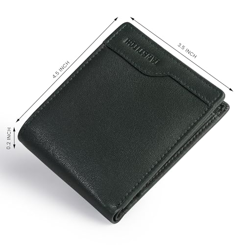 Image of TANSTITCH Slim Leather Wallet | Compact, Minimalist & Thin Wallet | RFID Protected (Green)