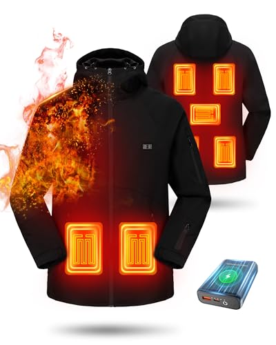 Heated Jackets for Men - 2025 Upgrade Winter Outdoor Soft Shell Electric Heating Coat with 7.4V 16000mAh BATTERY