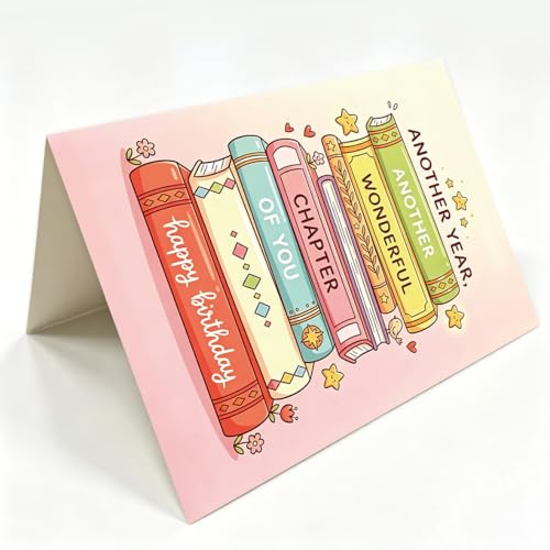 Funny Birthday Card, Birthday Gift for Women, Book Lover Birthday Card for Readers, with Luxury Red Envelope and Gold Seal Sticker - Image 2