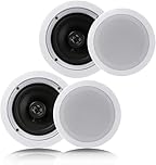 Pyle Pair 16.51cm Flush Mount In-wall In-ceiling 2-Way Home Speaker System Spring Loaded Quick Connections Dual Polypropylene Cone Polymer Tweeter Stereo Sound 200 Watts (PDIC1661RD) White