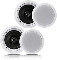 SEAMLESS INTEGRATION – 2-way in-wall or ceiling speakers deliver rich stereo sound with a flush design that blends into any room. Ideal for home cinema, living rooms, or office audio setups. EASY INSTALLATION – Includes cut-out template and spring-lo...