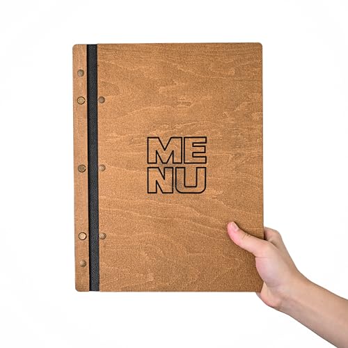 Inko Horeca - Wooden Menu Holder 11.8 х 9 inch - Menu Book for Restaurant - Hard Folding Menu Covers - Wooden Cafe Menu Folder Book for Bar - Bar Menu Sign (Oak, Model 5)