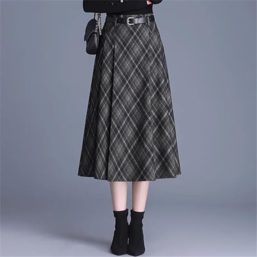 Women's High Waist Slim Drape Color Matching Design A-Line Mid-Length Commuter Skirt3