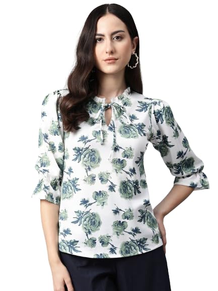 cottinfab Women Pleated Round Neck Printed Top-picture-34