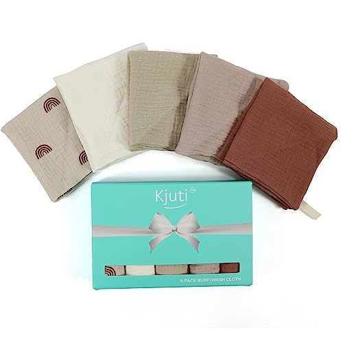 Baby Muslin 100% Cotton Burp Washcloth - 4 Layer Hypoallergenic Saliva Soothe Face Washcloths - Burp Cloths 10x10 inch -Newborn Essentials -Burp Cloths for Baby Boy and Girl (EarthyBlend)2