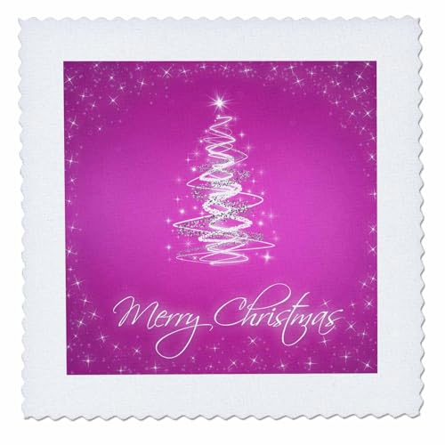 25x25 inch Quilt Square - Merry Christmas Cards with Tree Pink Rewards4life Gifts