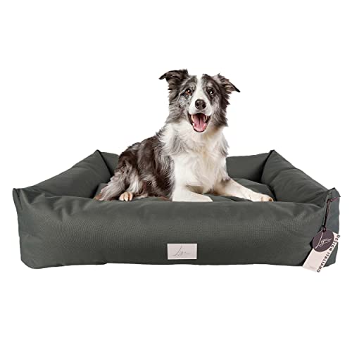 Ligo Buddy - Cuccia Lettino per cani idrorepellente antigraffio,realizzata in Italia.Cuscino per Cane tessuto robusto per interno ed esterno. Antimacchia. (M/L: 85 X 70 cm, ANTRACITE)
