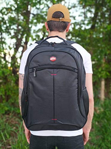 MOCHILA CASUAL NOTEBOOK GRANDE IMPERMEÁVEL PRETA + SQUEEZE 600ML