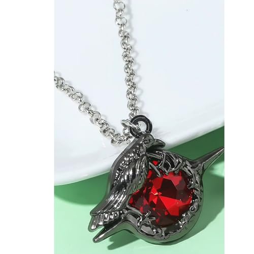 retsamradassaT Love Game and Deepspace Sylus Crow Cosplay Necklace Pendant Charm Red Gem Jewelry Accessory2