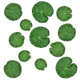 Gaodercha 12Pcs künstliche Lotus Blätter 4 Größen Kunststoff Teich Ornamente weichen Kunststoff Nachahmung Lotus Blätter für Wasser Garten Fisch Teich Aquarium Dekor Outdoor Indoor Dekorationen