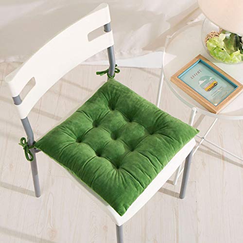 Coussin de chaise velours doux vert carré lot de 2 avec attaches - 2