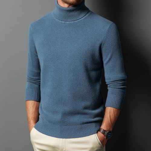 Turtleneck for men100% Wool Sweater Autumn/Winter Casual Solid Color Basic Knit Sweater3